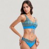 Anna-Kaci Swim Women's Printed Scoop Neck Bikini Set Drawstring Detail Crop Top and V Cut Hipster Bottoms - 3 of 4
