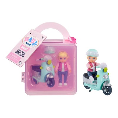 BABY Born Minis Playset - Doll with Blue Eyes, Scooter & Helmet Accessory