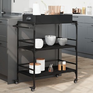 vidaXL Kitchen Trolley Black 32.1 in.x16.1 in.x36.4 in. Engineered Wood - 1 of 4