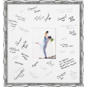 Wave Signature Mat Picture Frame – Guest Book Alternative for Weddings, Graduations, or Retirement – Autograph Photo Mat for Signature Board - 1 of 4