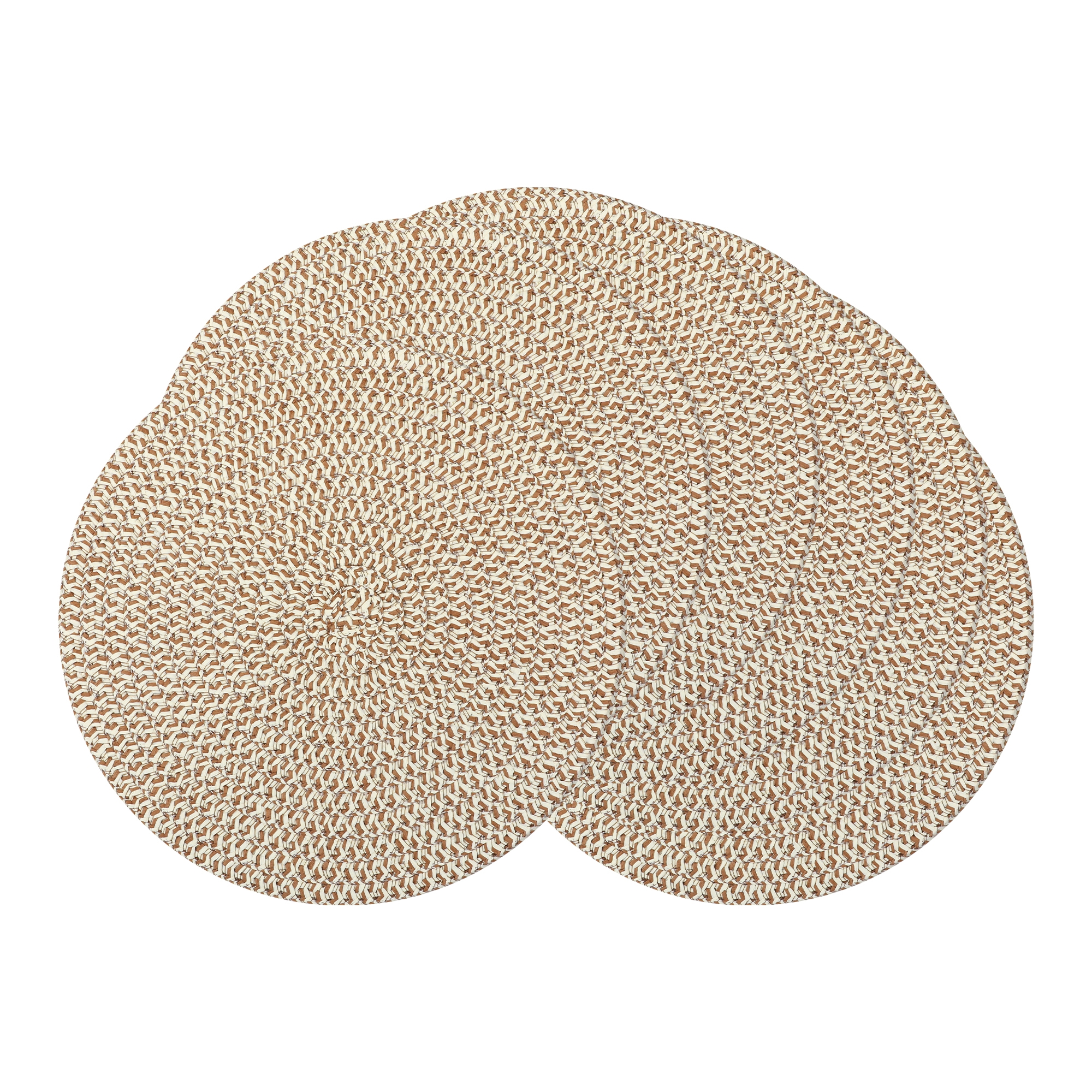 REGALWOVEN Round Placemats Set of 6 Woven Placemats for Home and Kitchen Indoor Table Mat Wipe Clean Coffee