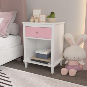 INFURNIC Nightstands Wooden Nightstand with One Drawer One Shelf Storage for Kids Adults Bedroom, Pink, 19.7"*15"*26.8" - 1 of 4