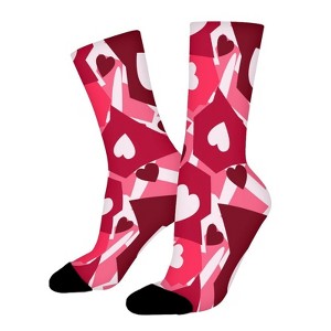 Pink Heart Women Printed Crew Socks Funny Funky Socks Soft Polyester Novelty Gifts for Artists Men - 1 of 1