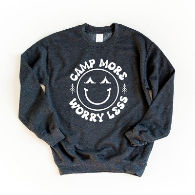 Simply Sage Market Women's Graphic Sweatshirt Camp More Worry Less Smiley Face