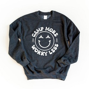 Simply Sage Market Women's Graphic Sweatshirt Camp More Worry Less Smiley Face - 1 of 2