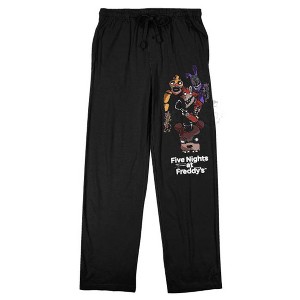 Five Nights At Freddy's Group Shot Adult Black Sleep Pajama Pants - 1 of 4