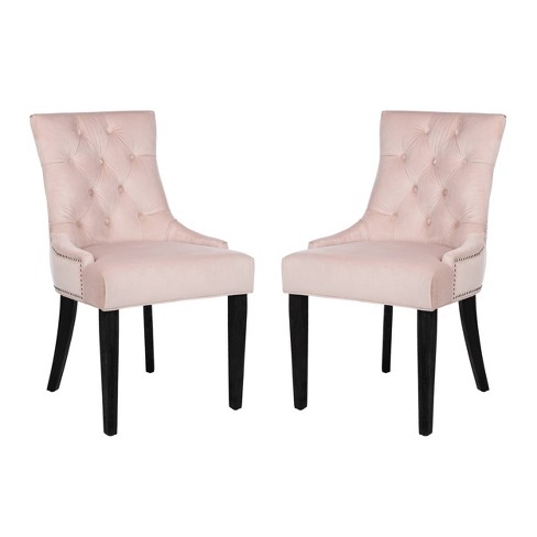 Set Of 2 19 Harlow Tufted Ring Chair With Silver Nail Heads Blush