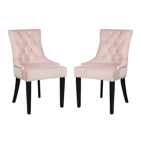 Of 19" Harlow Tufted Ring Chair With Silver Nail Heads Blush Pink/espresso - Safavieh : Target
