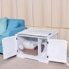 Phiestina Cat Litter Box House Hidden Cabinet, Extra Large Enclosure Furniture, White - 2 of 4