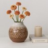 Modern  Handmade Ceramic Decorative Vase - Textured Carved Detailing Vase for Table Centerpiece - Home or Office Decor Accent - 2 of 4
