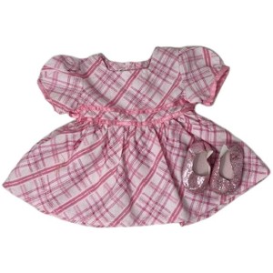 Doll Clothes Superstore Handmade Pink Stripe Dress with Matching Shoes for 14–16 Inch Baby Dolls - 1 of 4