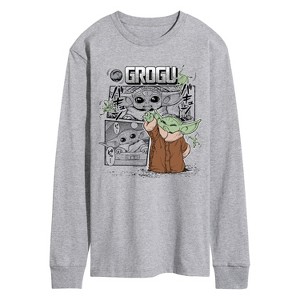 Men's - Star Wars - The Mandalorian Grogu Panels Long Sleeve Graphic T-Shirt - 1 of 4