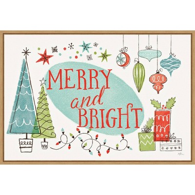 23" x 16" Merry and Bright Christmas Tree Framed Wall Canvas - Amanti Art