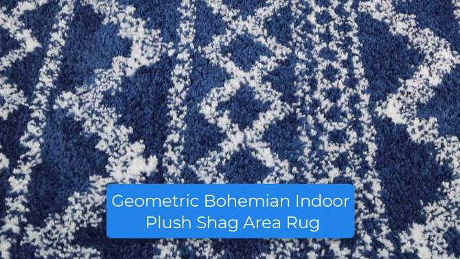 Geometric Stripe Shag Polypropylene Indoor Area Rug or Runner by Blue Nile Mills, 2 of 12, play video