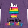 Girls' - Peanuts - Live Life Colorfully Fitted Short Sleeve Graphic T-Shirt - 2 of 4