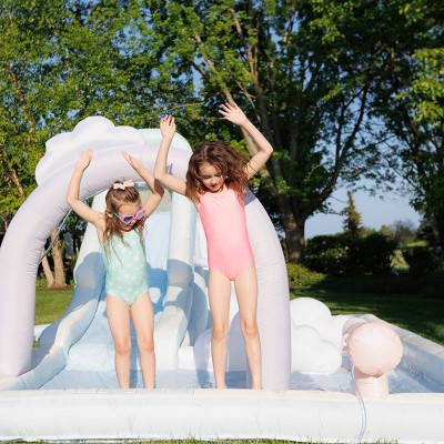 Dreamy Blue and White Inflatable Water Slide with Pool