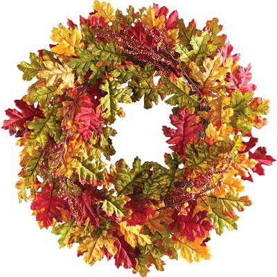 Collections Etc Oak Leaves Autumn Harvest Wreath 22" x 22" x 4"
