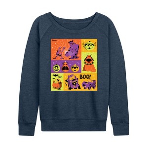 Women's - Disney - Halloween Movie Grid Lightweight French Terry Wide Neck Long Sleeve Shirt - 1 of 4