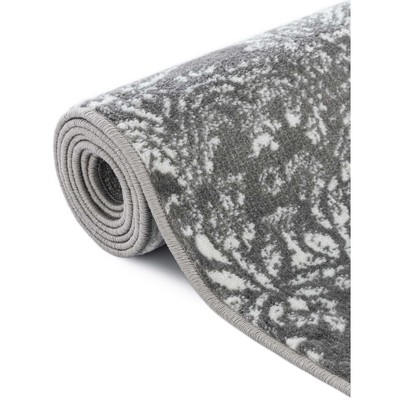 Reversible Easy Care Synthetic Area Rug in Gray and Blue