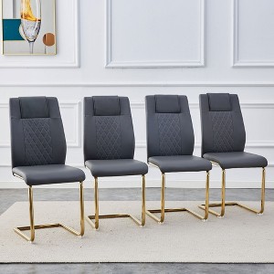PAGED Dining Chairs Set of 4, Modern Kitchen Chair with Metal Legs and Padded Seat, PU Leather Living Room Chair for Dining Room - 1 of 4