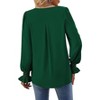 Coolmee Women's Long Puff Sleeve Tops Dressy Casual V Neck Tunic Shirts Loose Chiffon Work Blouse - 3 of 4