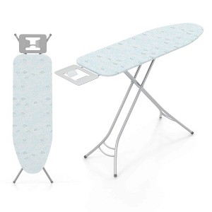Costway Compact & Portable Ironing Board with Iron Rest Removable Cover Sturdy Metal Frame Gray/Blue - 1 of 4