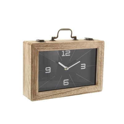 8"x12" Wooden Encased Clock Black - Olivia & May: Silent, Farmhouse Style Mantel Decor