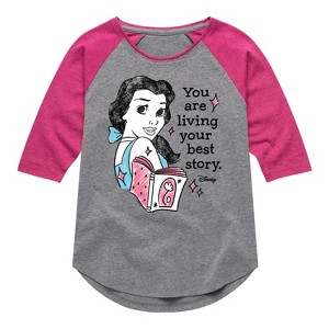 Girls' - Disney - You Are Living Your Best Story Shirt Tail Raglan Graphic T-shirt - 1 of 4