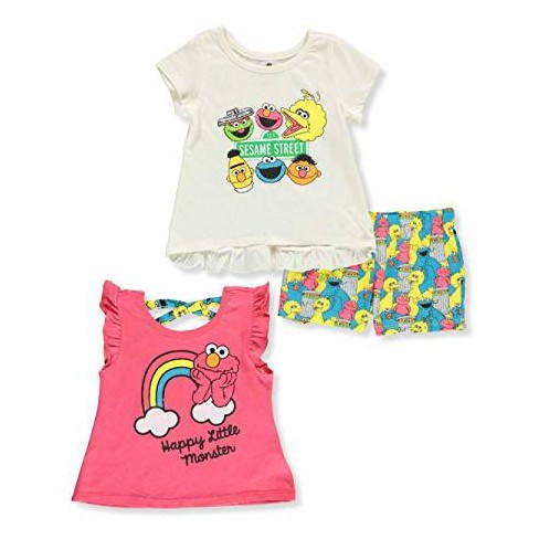 ELMO COLORFUL 2-PIECE RUFFLED SHORTS OUTFIT SIZE 4T   NEW 