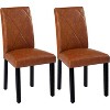 VECELO Set of 2/4/6 Upholstered Dining Chairs High Back Parsons Chairs Wooden Kitchen Chairs Brown/Beige/Green - 2 of 4