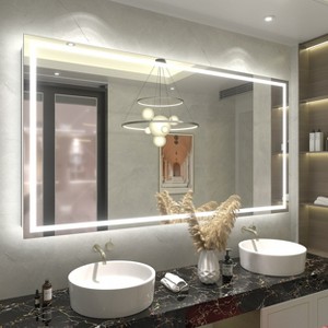 Apmir Super Bright Front & Back LED Lighted Anti-Fog Tempered Glass Bathroom/Vanity Mirror with ETL & 3-Year Warranty - 1 of 4