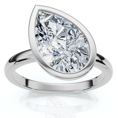 Pompeii3 Certified 2Ct Pear Solitaire Diamond Engagement Ring 14k Gold or Pt Lab Created