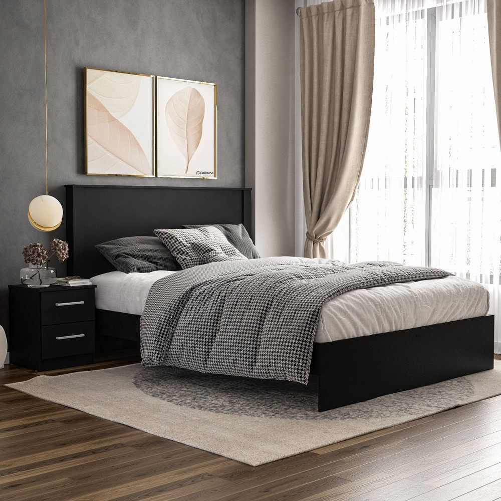 Polifurniture 3pc Queen Juliette Bedroom Set with Single Nightstand Black
