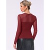 INSPIRE CHIC Women's Sheer Mesh Long Sleeve Crew Neck Double Layered Party Shirts - 3 of 4