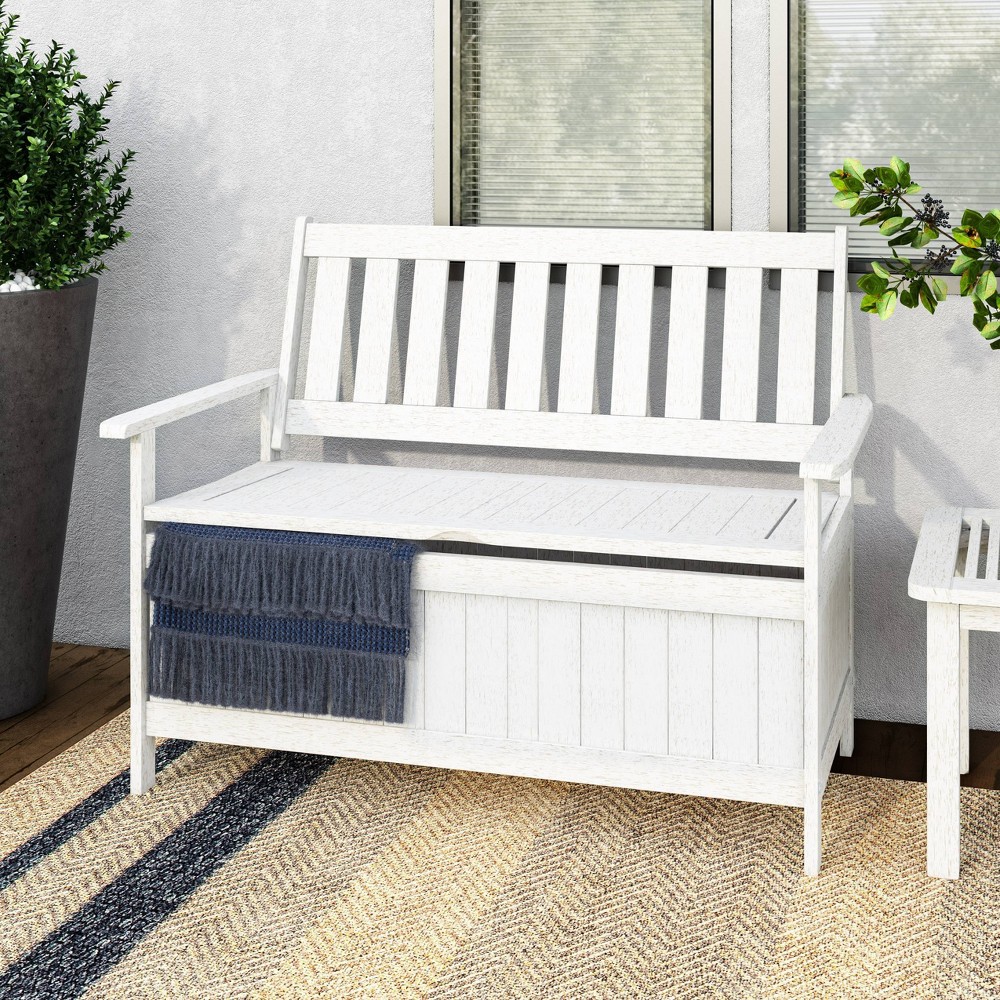 Photos - Garden Furniture CorLiving Outdoor Storage Bench - Whitewash  