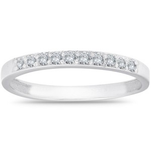 Pompeii3 1/4ct Diamond Wedding Ring 14K White Gold Womens Stackable Prong Band - 1 of 4