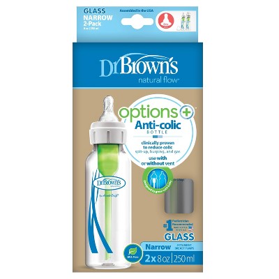 Dr. Brown's Options+ Glass Anti-Colic Baby Bottle - 8oz/2pk