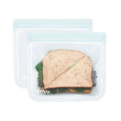 zip Reusable Leak-proof Flat Sandwich Lunch Bag - Clear - 2pk