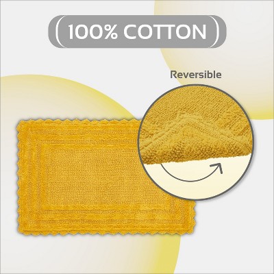 Yellow Cotton Tufted Reversible Bath Rug Set, 24" x 40"
