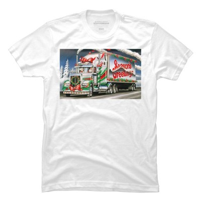Men's Design By Humans Truck Driver Christmas Shirt Seasons Greetings By Galvanized T-Shirt