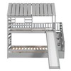 PAGED Twin over Twin Bunk Bed House Shaped Pine Bed Frame with Trundle, Slide, Storage Stairs and Guardrails for Bedroom - 3 of 4