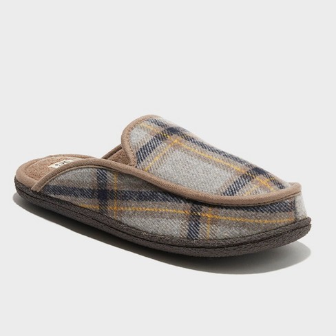 Dluxe By Dearfoams Men's Plaid Moc Toe Scuff Slide Slippers - Gray : Target