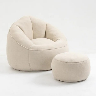 40'' Bean Bag Sofa Chair High Pressure Foam Bean Bag Chair Adult Material With Footrest