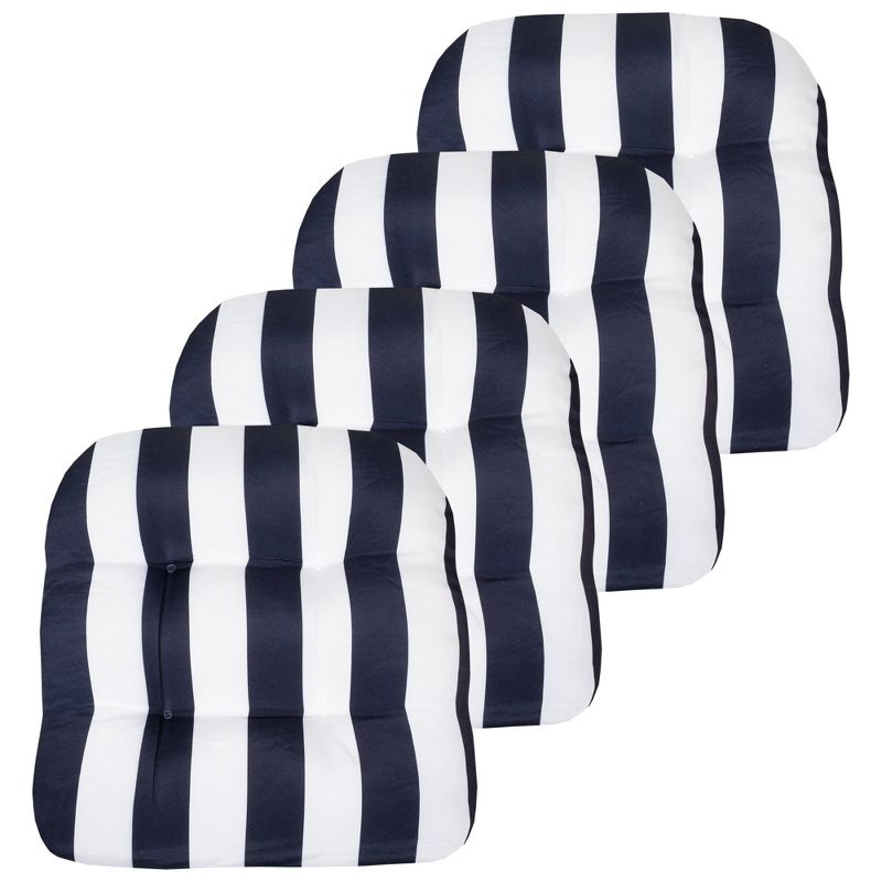 Havana Stripe Patio Cushions Outdoor Chair Pads Thick Fiber Fill Tufted 19" x 19" Seat Cover by Sweet Home Collection™, 3 of 6