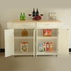 ELJGET Wooden Kitchen Island Cart with Lockable Wheels, Utility Kitchen Storage Carts Table with Cabinet & Drawer, White - 2 of 4