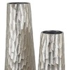HomeRoots Set of Two Silver Cast Aluminum Textured Table Vases - 4 of 4