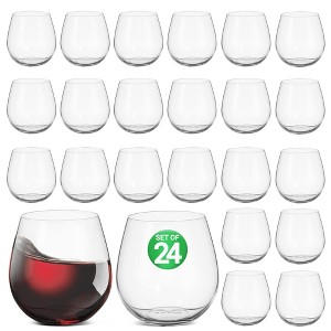 NutriChef Crystal Clear Stemless Wine Glass Set, Ultra Clear, Hand-Blown - 1 of 4