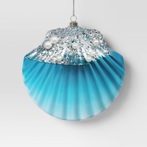 4.25" Christmas Plastic Scallop Ornament Aqua - Wondershop™ - 1 of 3