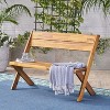 Vynxaria Patio Benches - 48" Sandblast Teak Finish with Classic Cross Base Design - 4 of 4