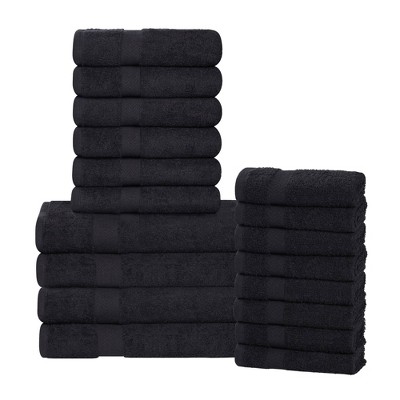 Mainstays 18-Piece Cotton Bath Towel Set – Thick & Plush, Black